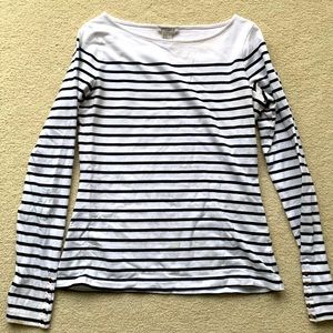 H&M medium striped LS tee button details